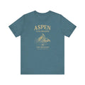 Teal Aspen Colorado mountain graphic tee with trees for nature lovers