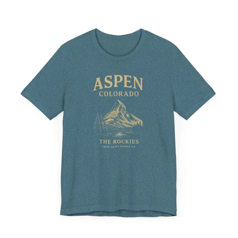 Teal Aspen Colorado Mountain Graphic Tee for Nature Lovers