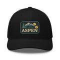 Aspen Mountain embroidered patch trucker hat with mesh snapback