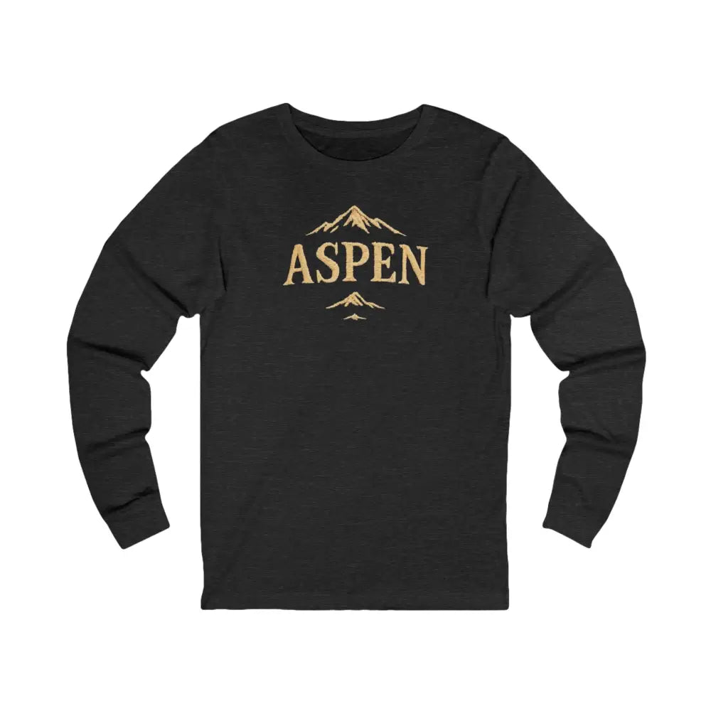Black long-sleeve Aspen Mountain Graphic Tee with timeless mountain design