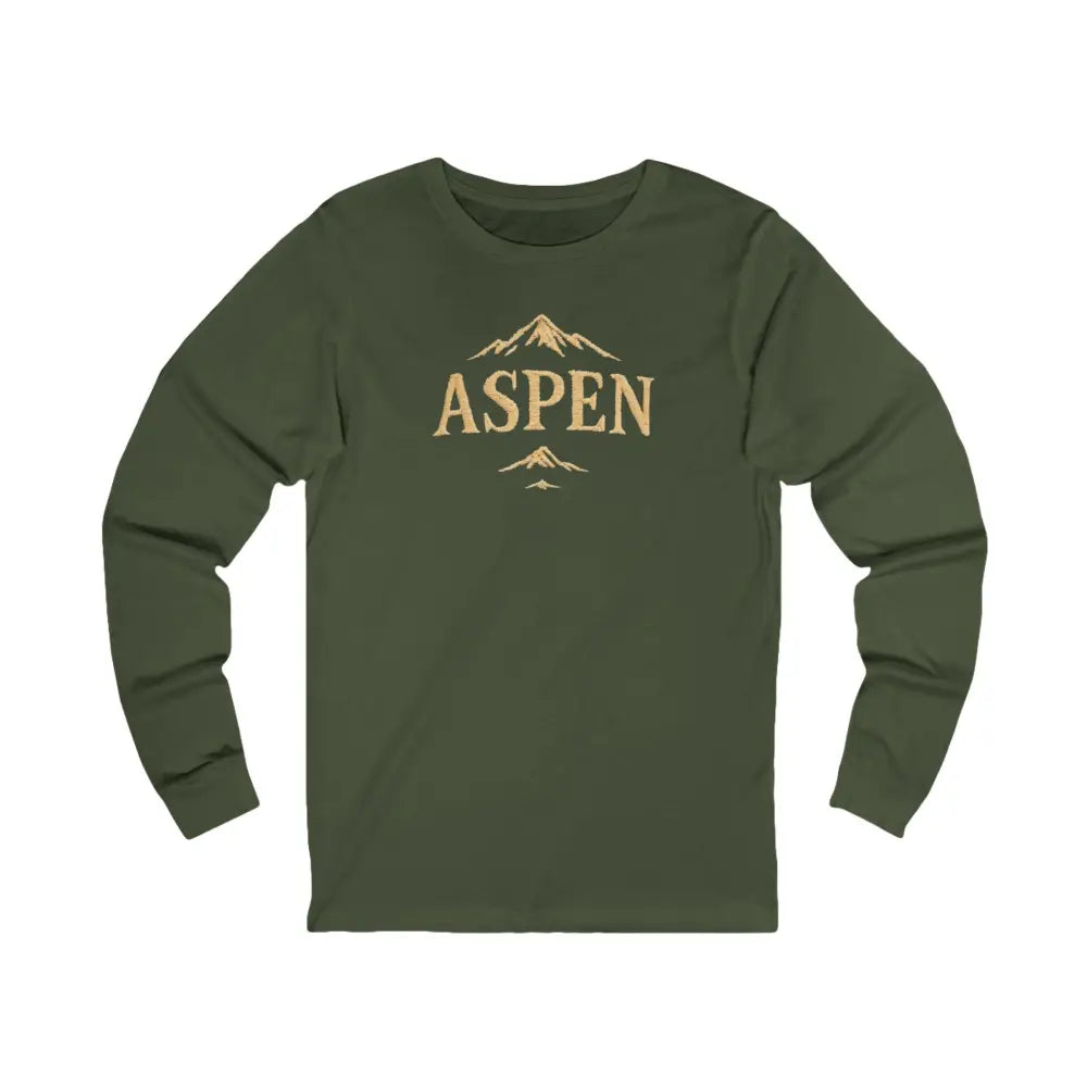 Dark green long-sleeve Aspen Mountain Graphic Tee by Trini Skies