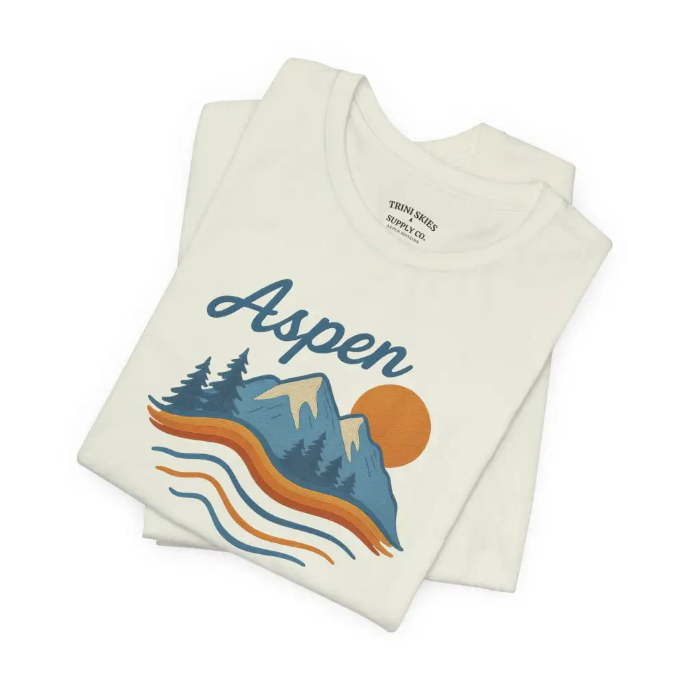 Aspen Mountain Tee with Cream Short-Sleeve Sunset Graphic