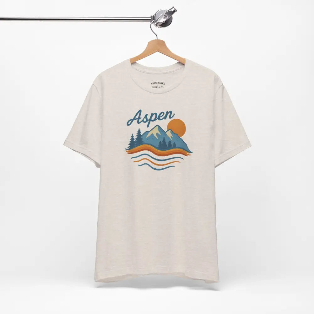 Off-white Aspen Mountain Tee with sunset forest graphic