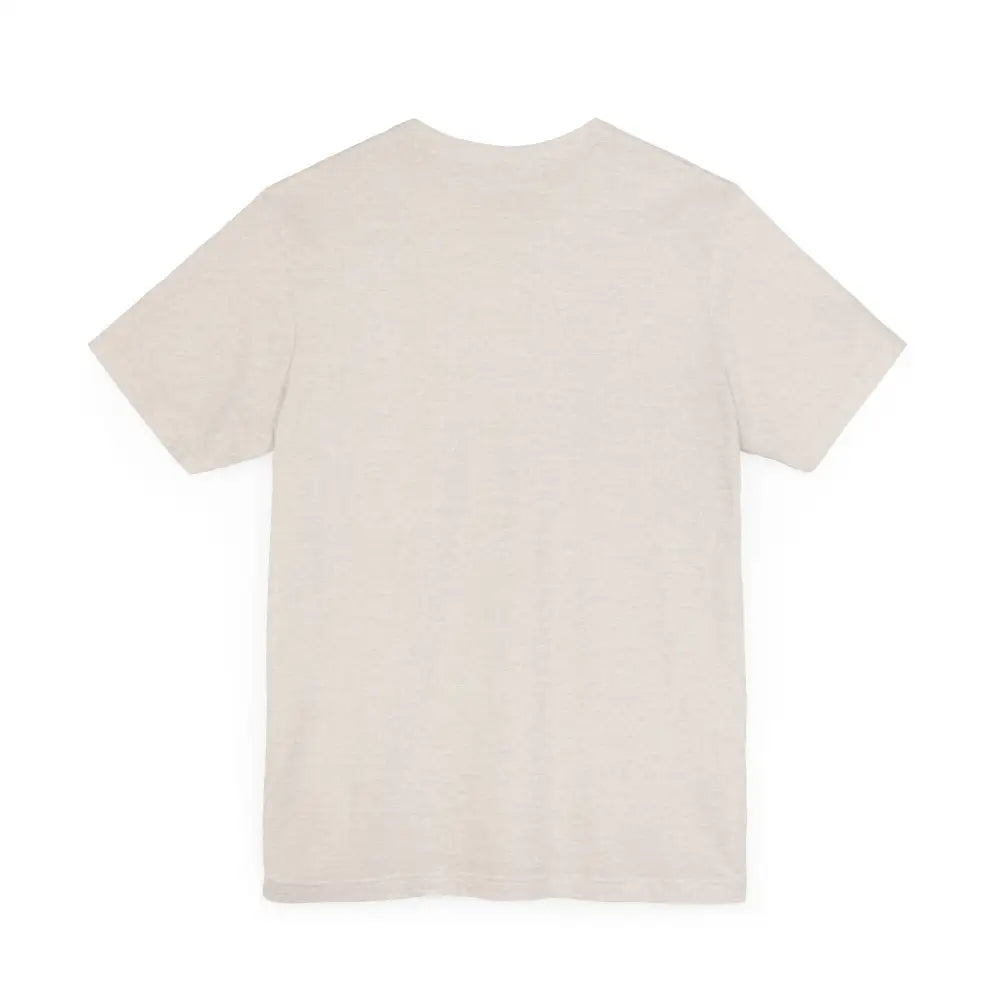 Cream-colored short-sleeved t-shirt with detailed dtg graphic from Bella Canvas Aspen Division