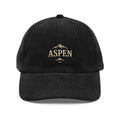 Embroidered Aspen corduroy hat with snow-capped peaks stitched