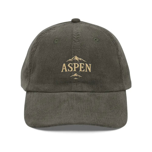 Aspen snow-capped peaks embroidered corduroy hat in olive green
