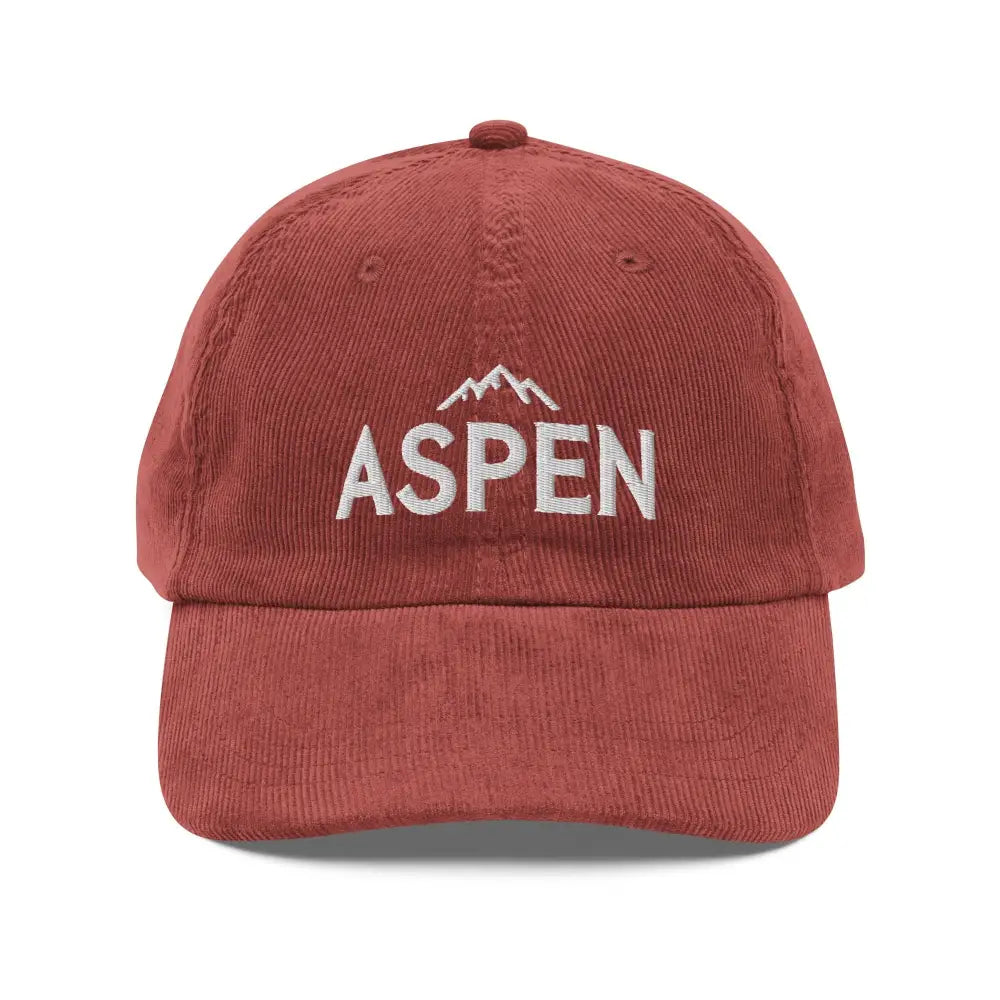 Aspen vintage embroidered corduroy cap with mountain design