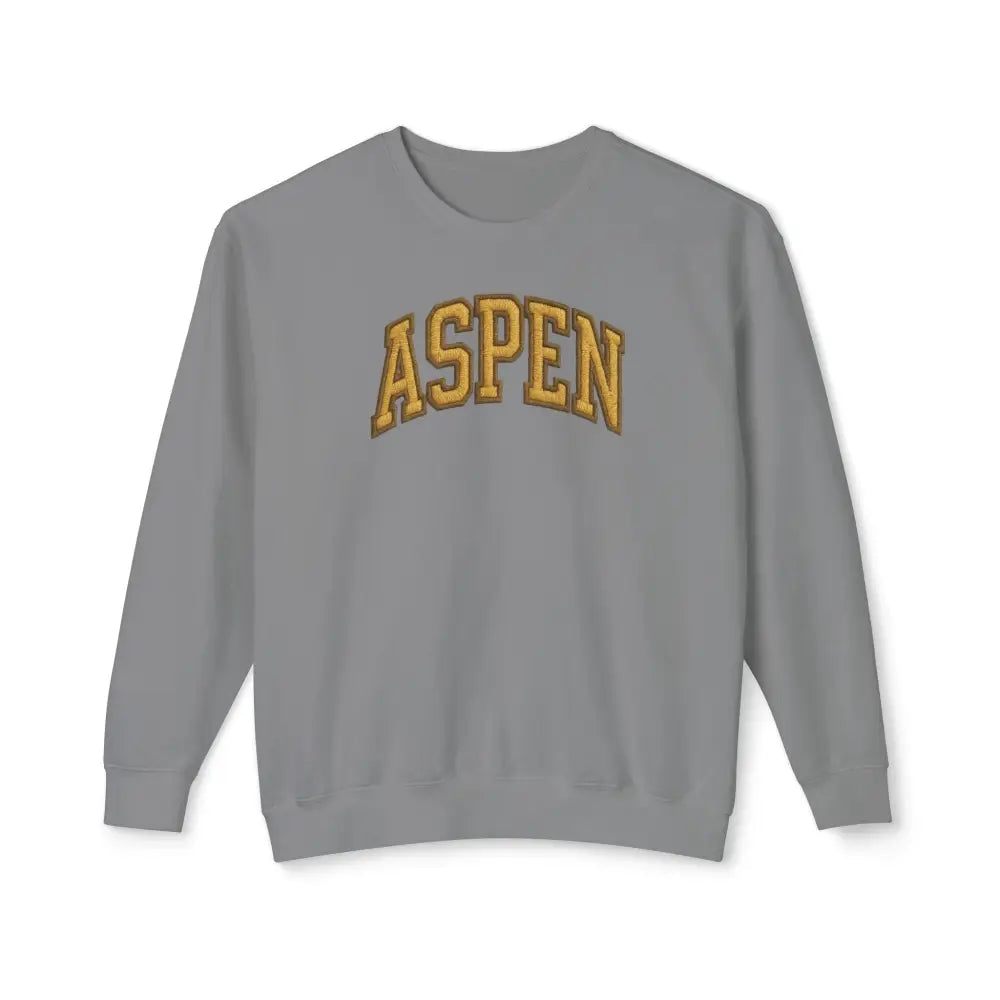 Vintage Aspen crewneck sweatshirt with arched gold ASPEN letters