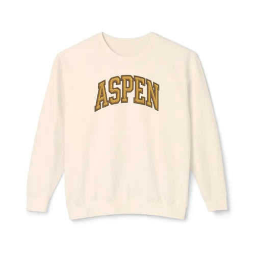 Vintage Aspen crewneck sweatshirt in cream with gold lettering