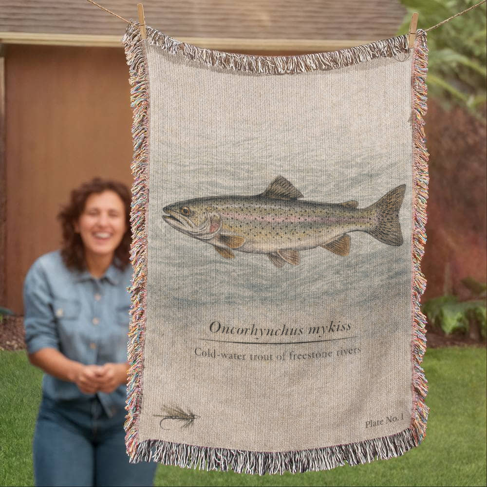 Trout Woven Blanket Fishing and Nature Gifts