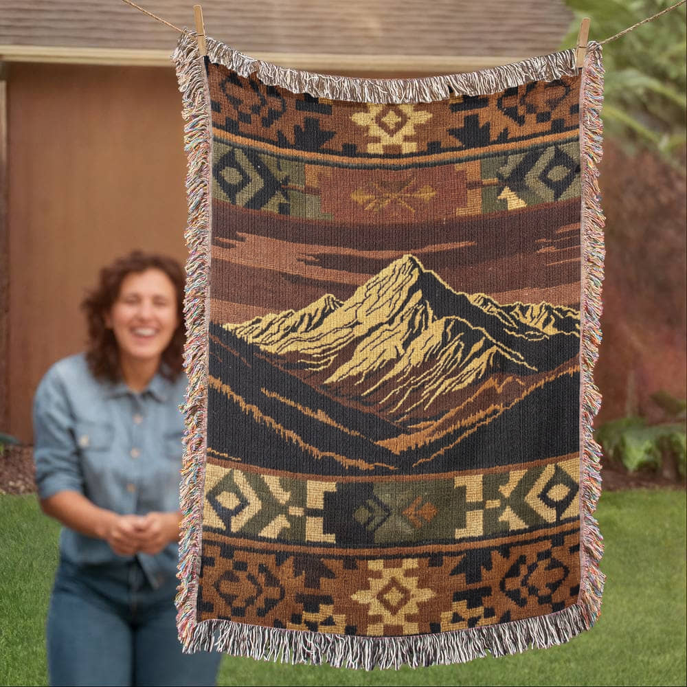 Alpine Peak Woven Blanket – Aspen-Inspired Mountain Travel Textile Travel Gifts