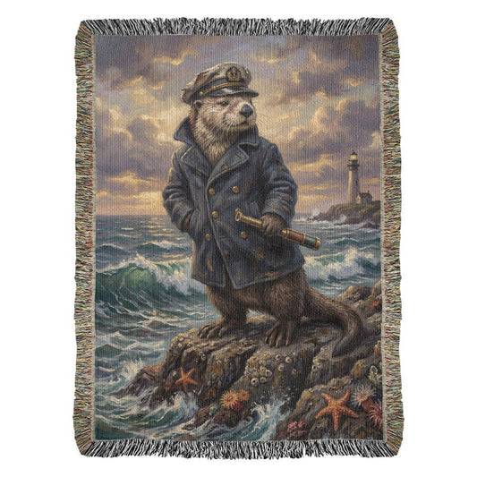 Captain Silas the Pacific Otter – Nautical Woven Cotton Blanket Wildlife and Nature Gift