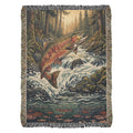 "The River King" – Woven Tapestry Throw & Wall Art | Leaping Rainbow Trout | Luxury Fly Fishing & Cabin Decor
