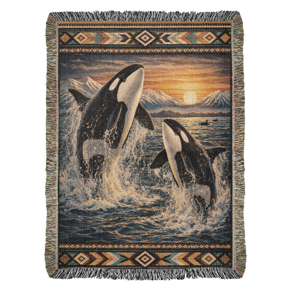 Heirloom Woven Orca Blanket – Coastal & Lodge Inspired Textile Throw Nature Gifts