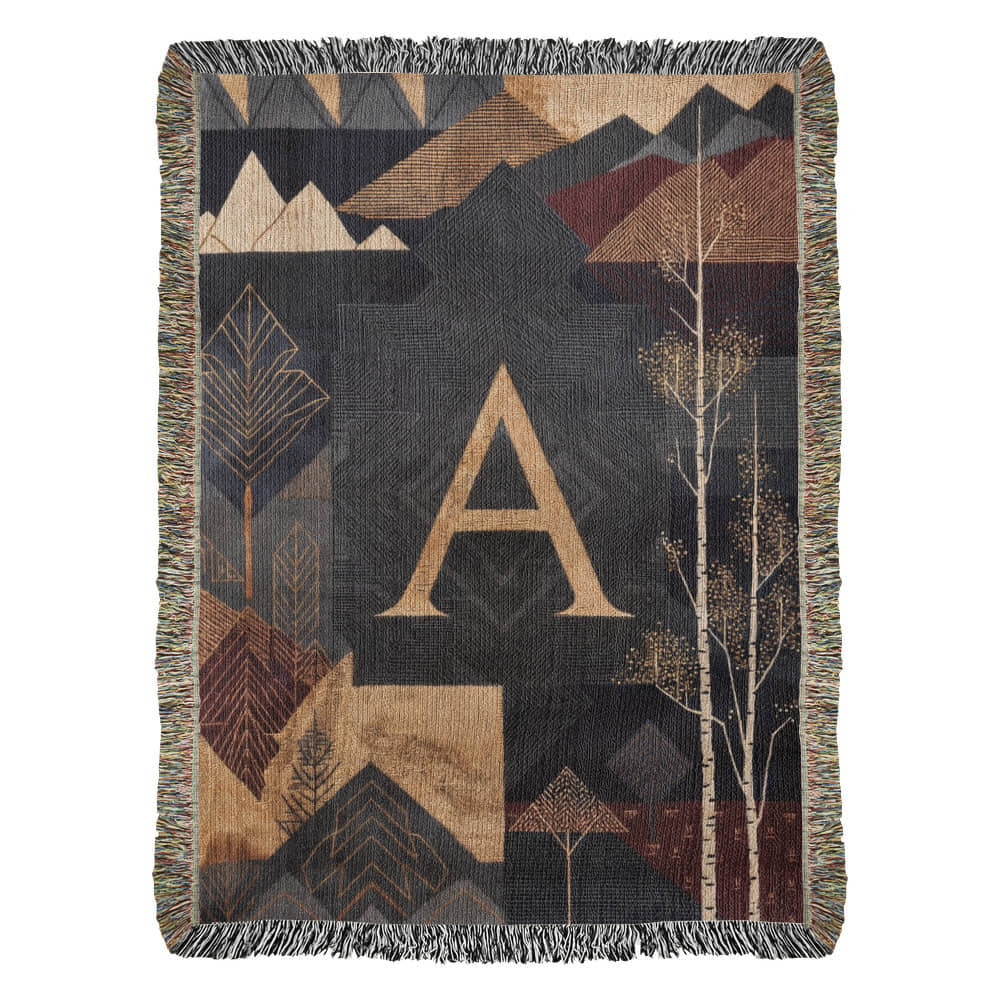 Aspen Initial Woven Blanket – Alpine Travel Textile Travel Gifts