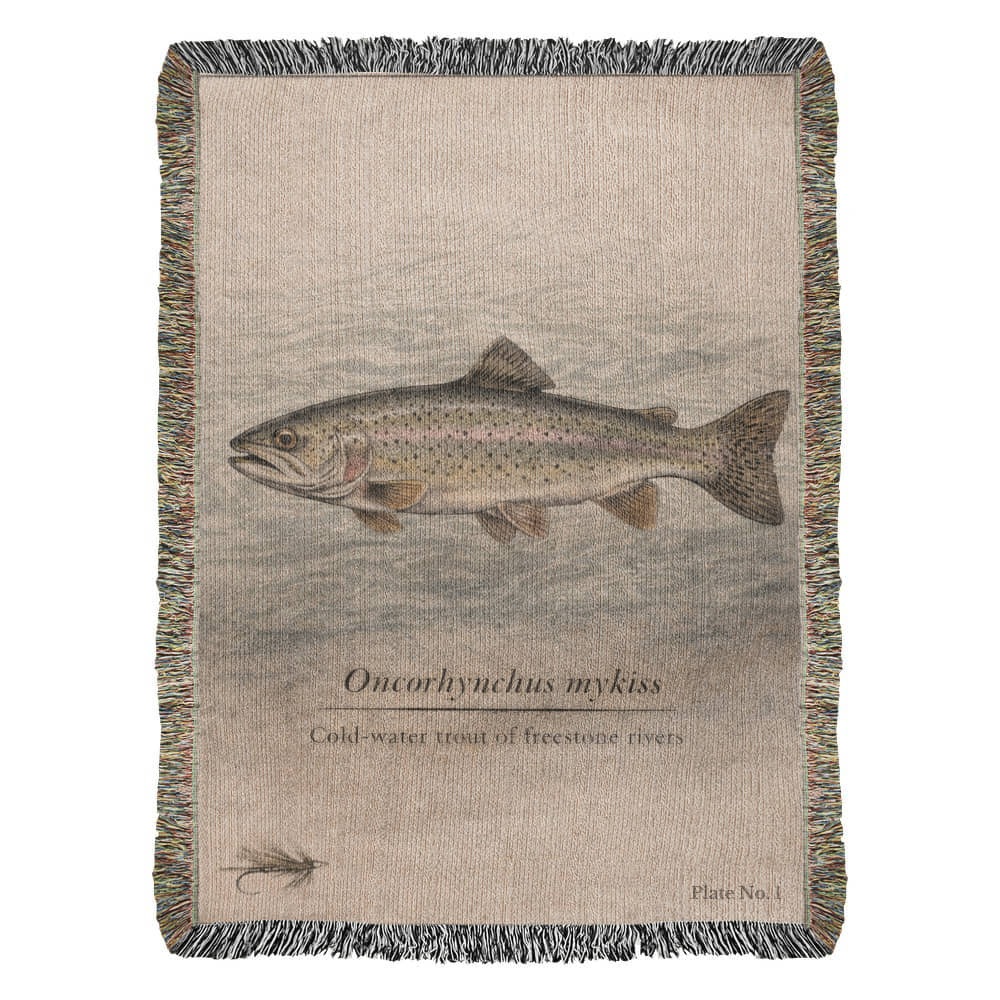 Trout Woven Blanket Fishing and Nature Gifts