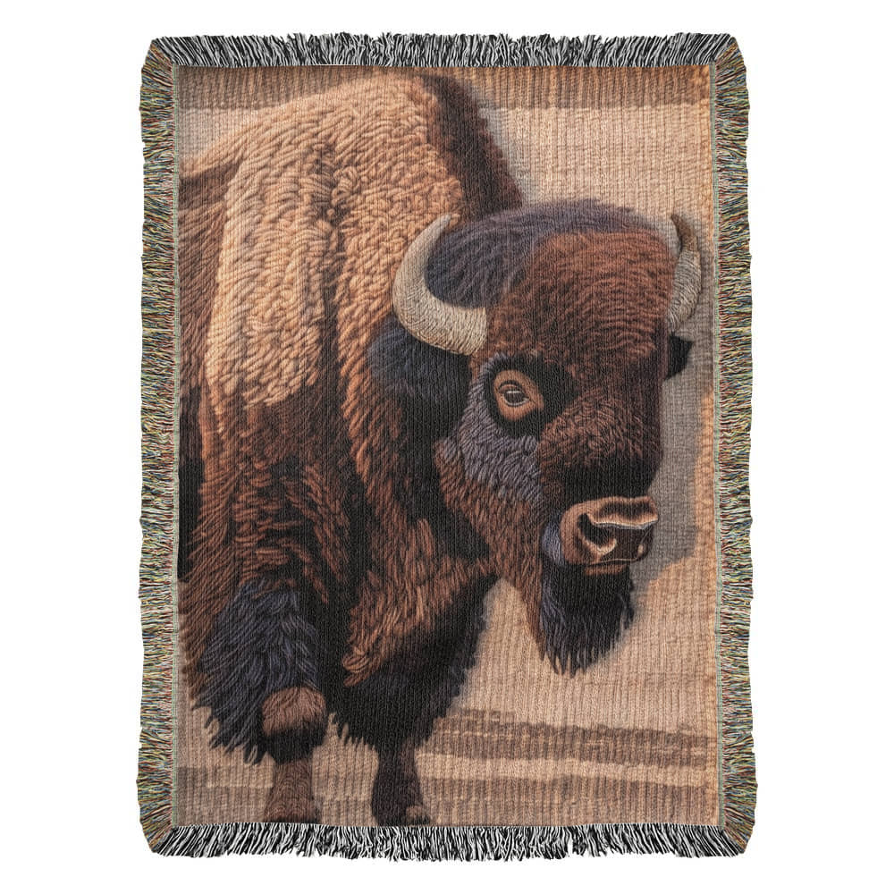 American Bison Woven Blanket – Wildlife Throw & Statement Blanket Nature Lover Gifts