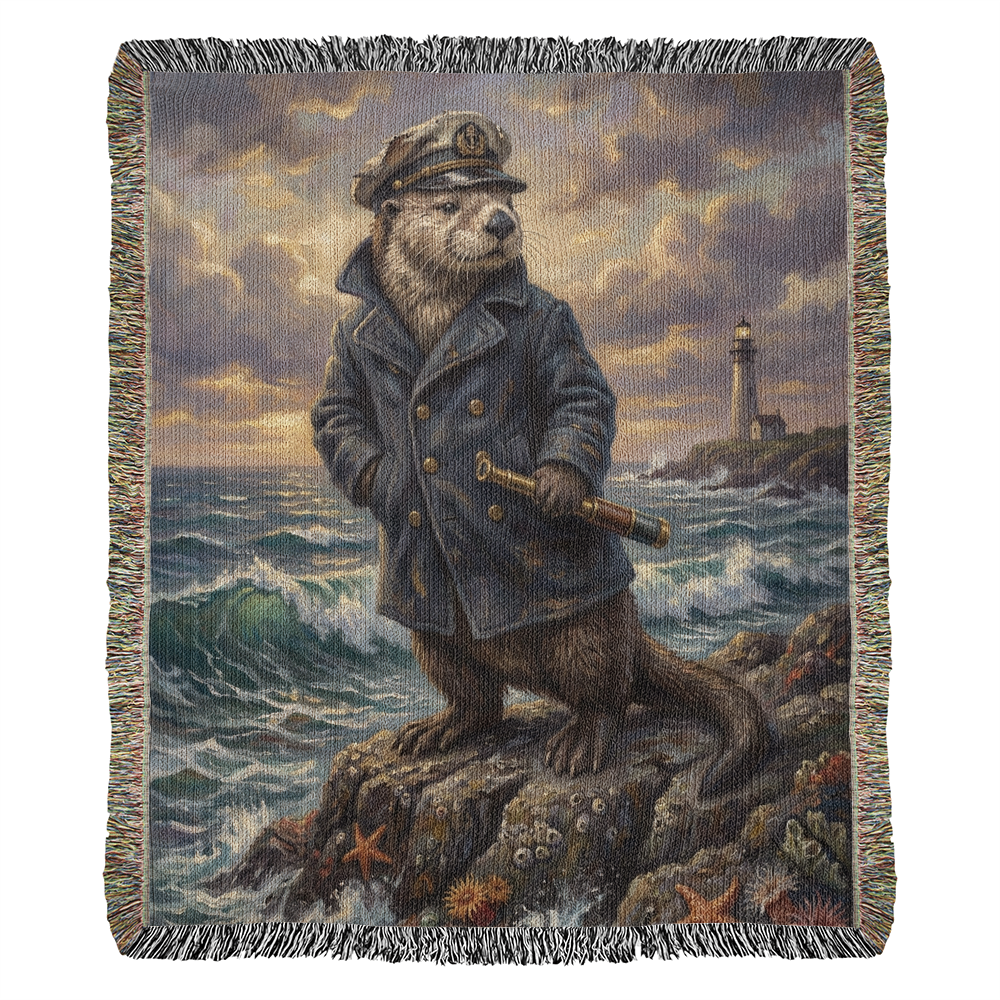 Captain Silas the Pacific Otter – Nautical Woven Cotton Blanket Wildlife and Nature Gift