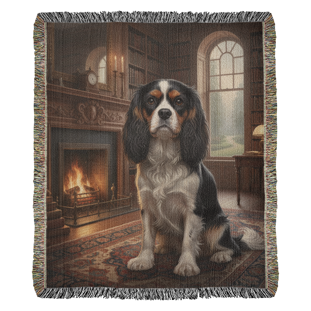 Cavalier King Charles Spaniel Woven Blanket – 100% Cotton Tapestry Throw, Heirloom Home Décor Gift