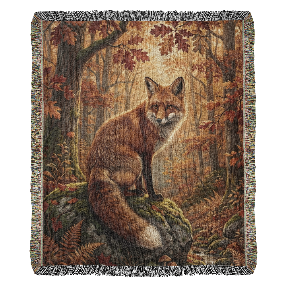 Fox Woven Cotton Blanket – Woodland Wildlife Throw Nature Lover Gift