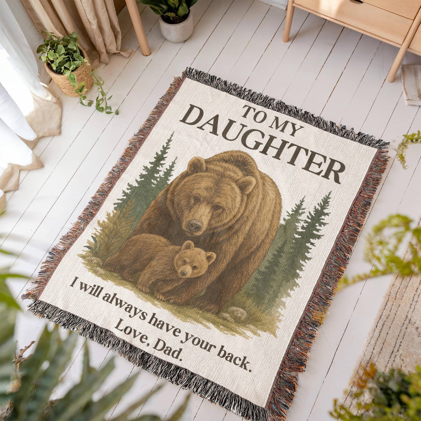 The Guardian Bear | Heirloom Woven Cotton Throw Blanket
