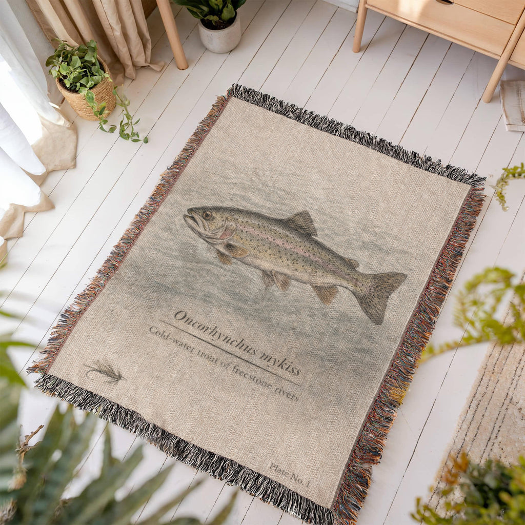 Trout Woven Blanket Fishing and Nature Gifts