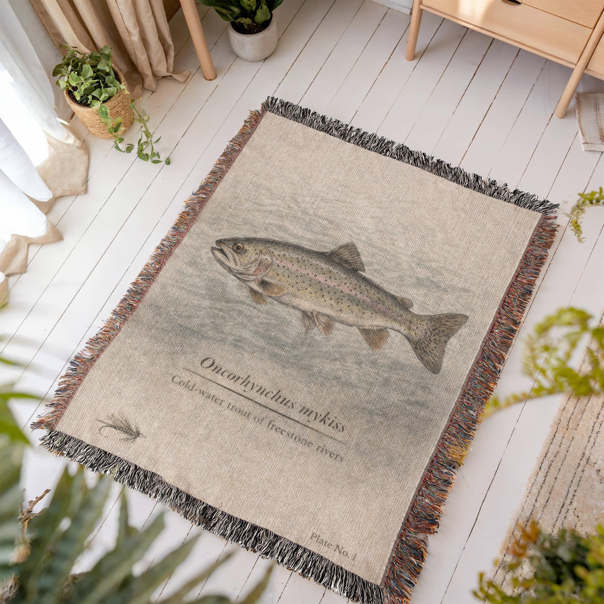 Trout Woven Blanket Fishing and Nature Gifts