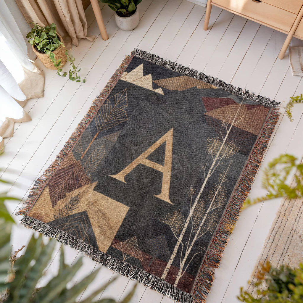 Aspen Initial Woven Blanket – Alpine Travel Textile Travel Gifts