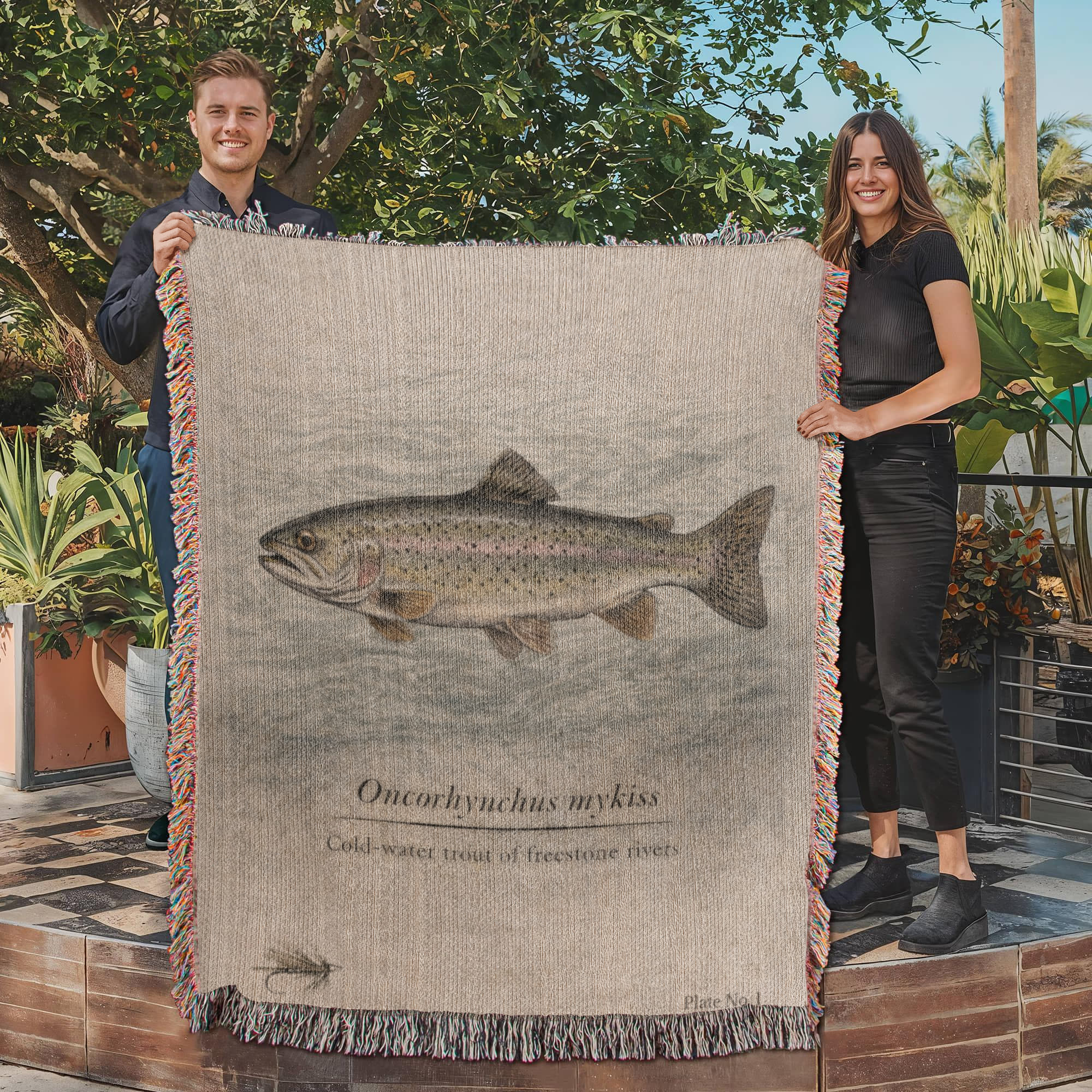 Trout Woven Blanket Fishing and Nature Gifts