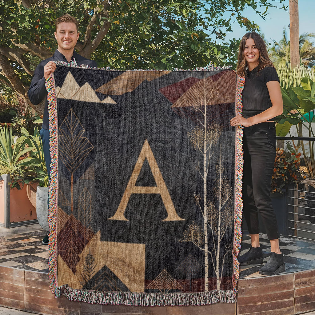 Aspen Initial Woven Blanket – Alpine Travel Textile Travel Gifts