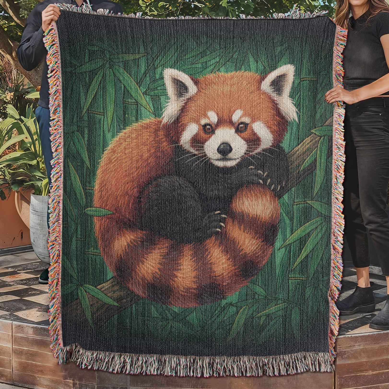 Red Panda in Bamboo | Woven Art Blanket Wildlife and Nature Gifts