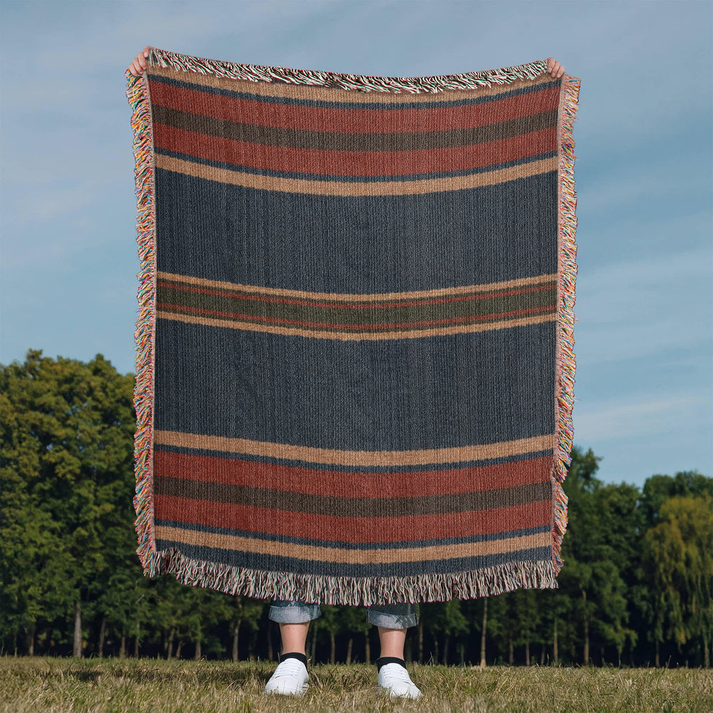Aspen Stripe Woven Blanket – Heritage Travel Textile with Mountain Lodge Aesthetic Travel Gifts