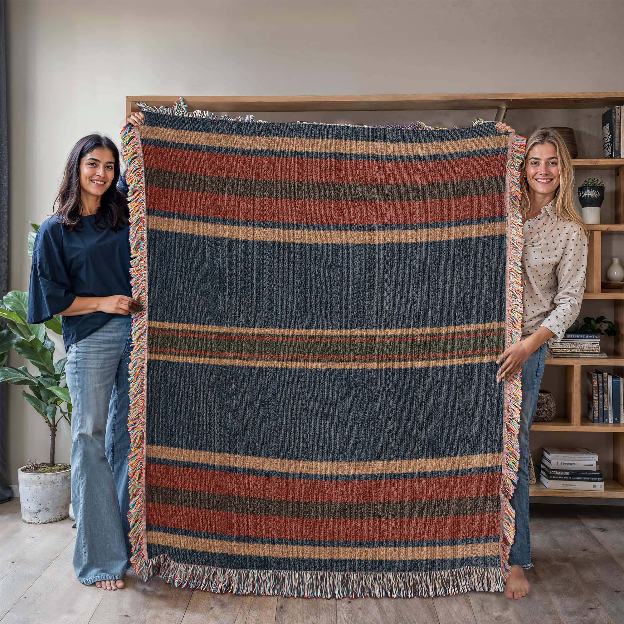 Aspen Stripe Woven Blanket – Heritage Travel Textile with Mountain Lodge Aesthetic Travel Gifts
