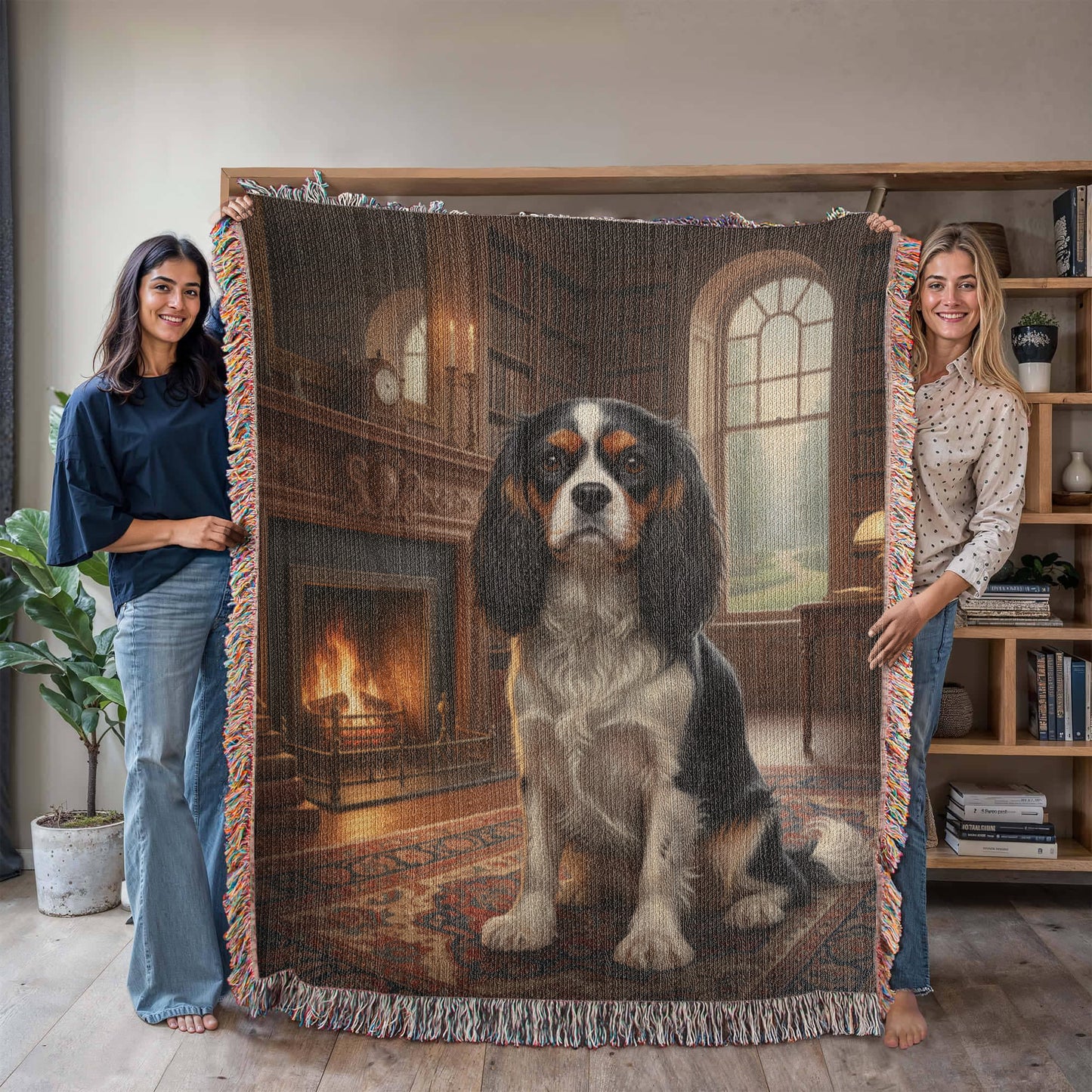 Cavalier King Charles Spaniel Woven Blanket – 100% Cotton Tapestry Throw, Heirloom Home Décor Gift