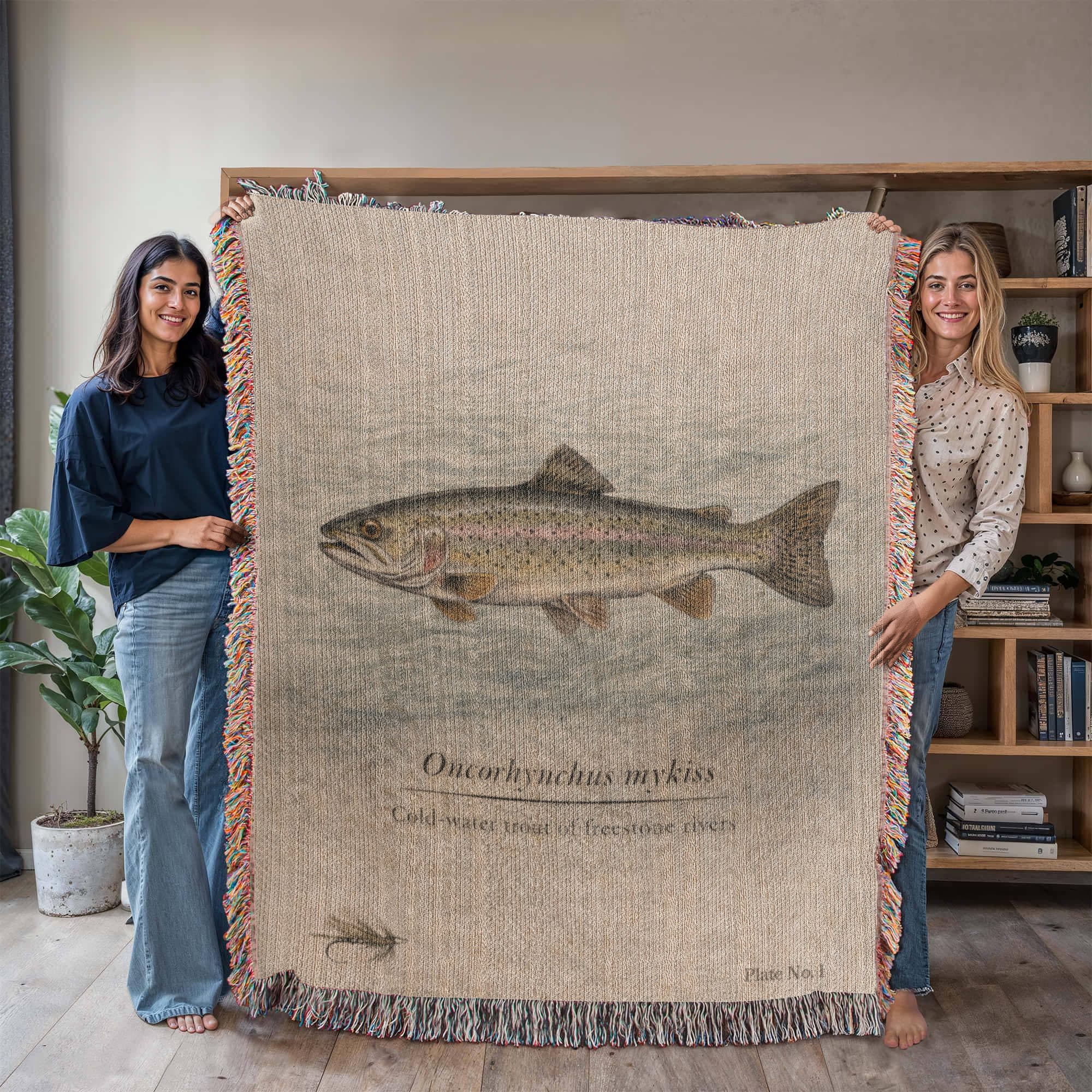Trout Woven Blanket Fishing and Nature Gifts