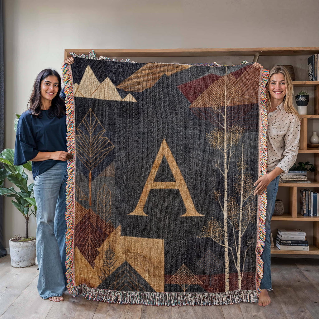 Aspen Initial Woven Blanket – Alpine Travel Textile Travel Gifts