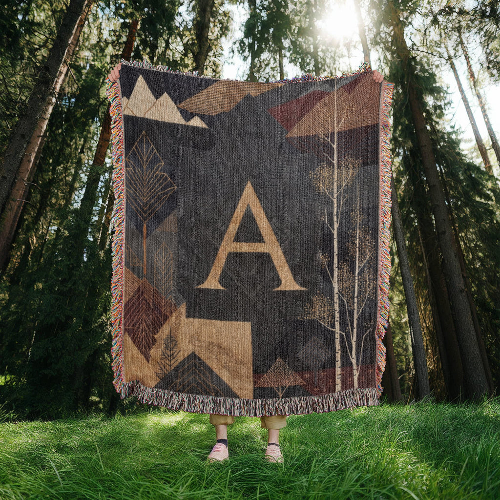 Aspen Initial Woven Blanket – Alpine Travel Textile Travel Gifts