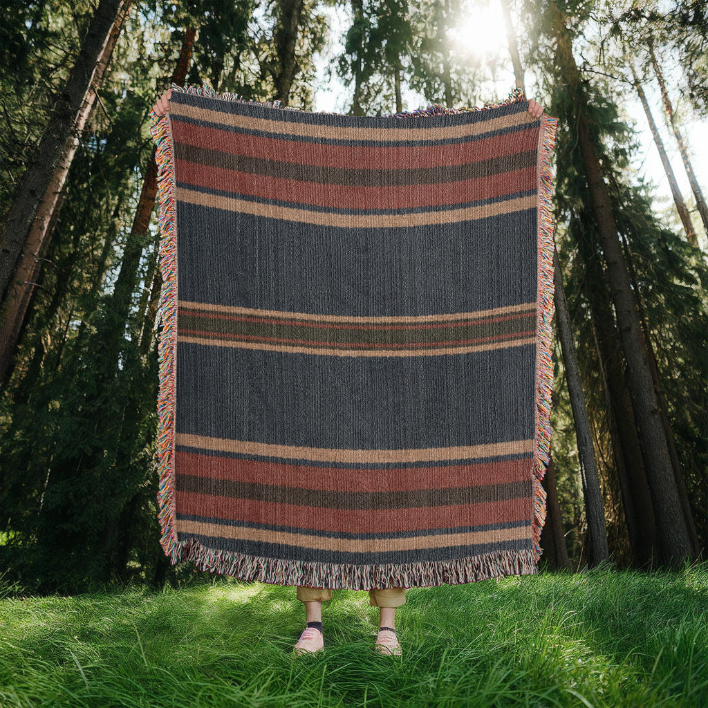 Aspen Stripe Woven Blanket – Heritage Travel Textile with Mountain Lodge Aesthetic Travel Gifts
