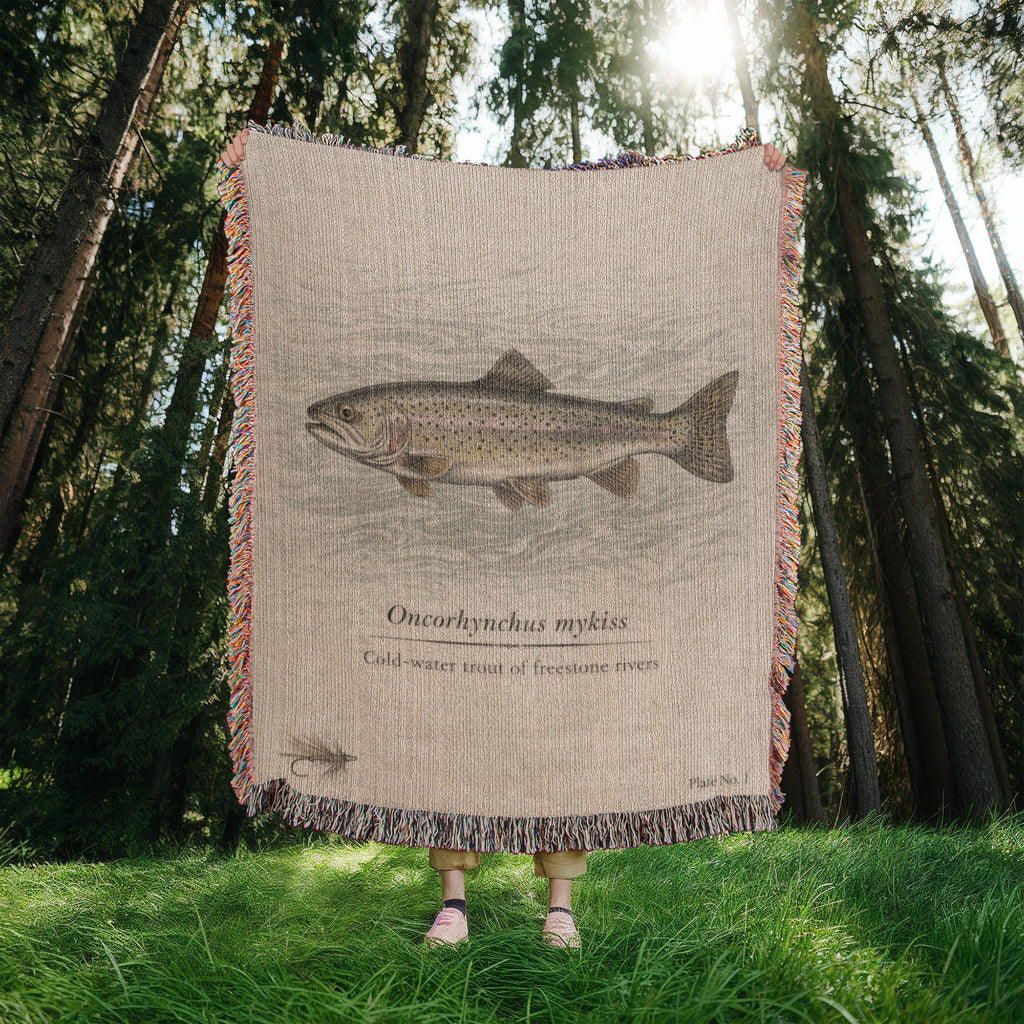 Trout Woven Blanket Fishing and Nature Gifts