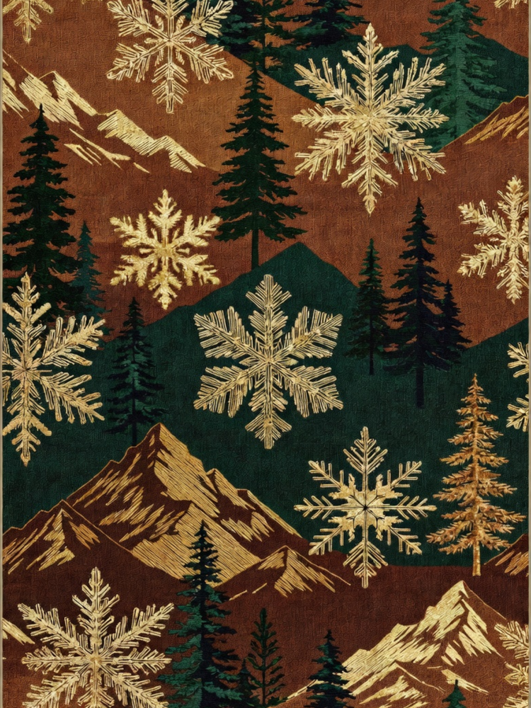 Alpine Snowfall Woven Blanket – Mountain Lodge Winter Design Travel Gifts