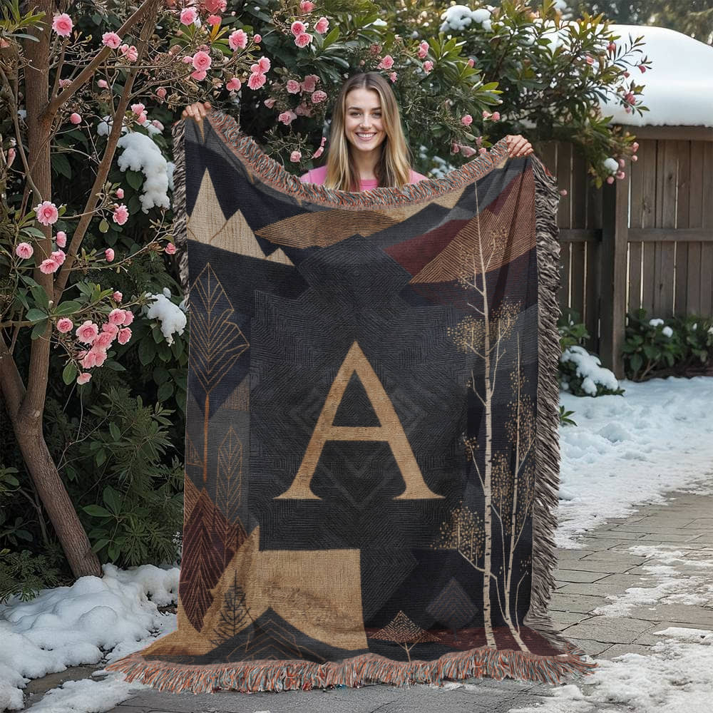 Aspen Initial Woven Blanket – Alpine Travel Textile Travel Gifts
