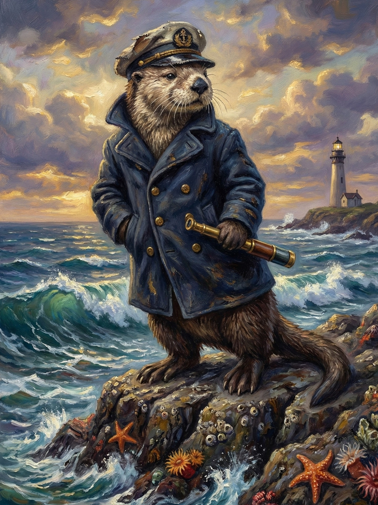 Captain Silas the Pacific Otter – Nautical Woven Cotton Blanket Wildlife and Nature Gift