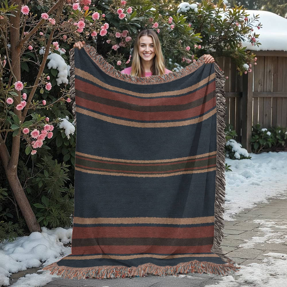 Aspen Stripe Woven Blanket – Heritage Travel Textile with Mountain Lodge Aesthetic Travel Gifts