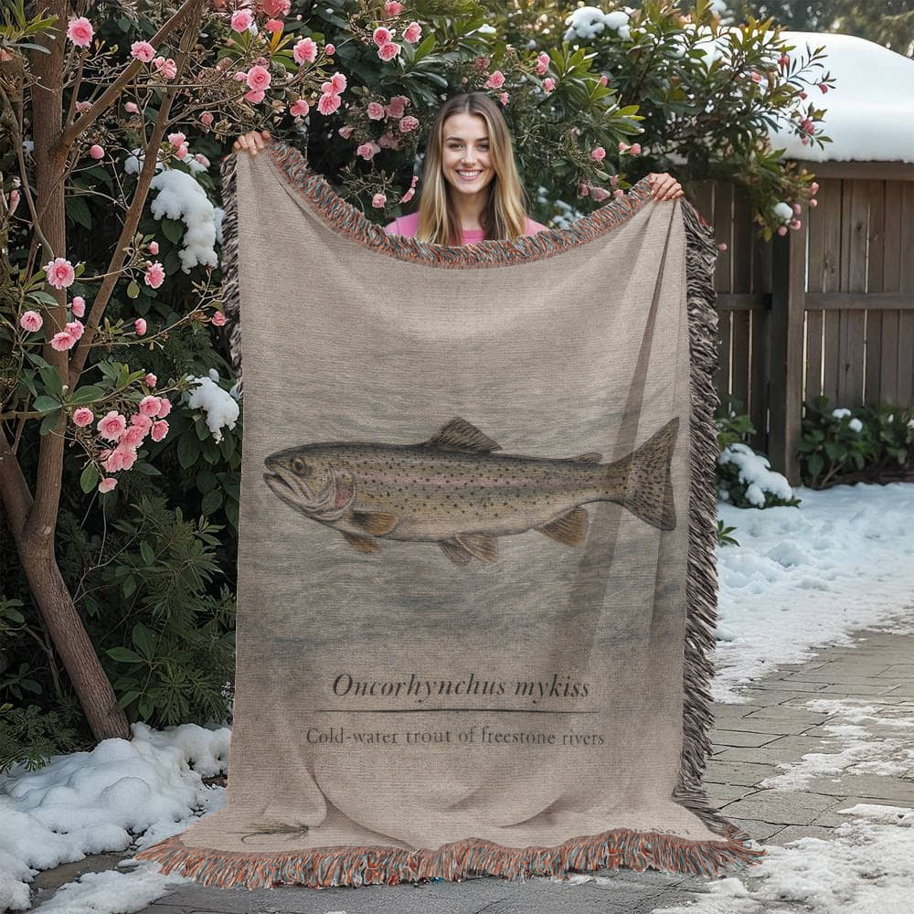 Trout Woven Blanket Fishing and Nature Gifts