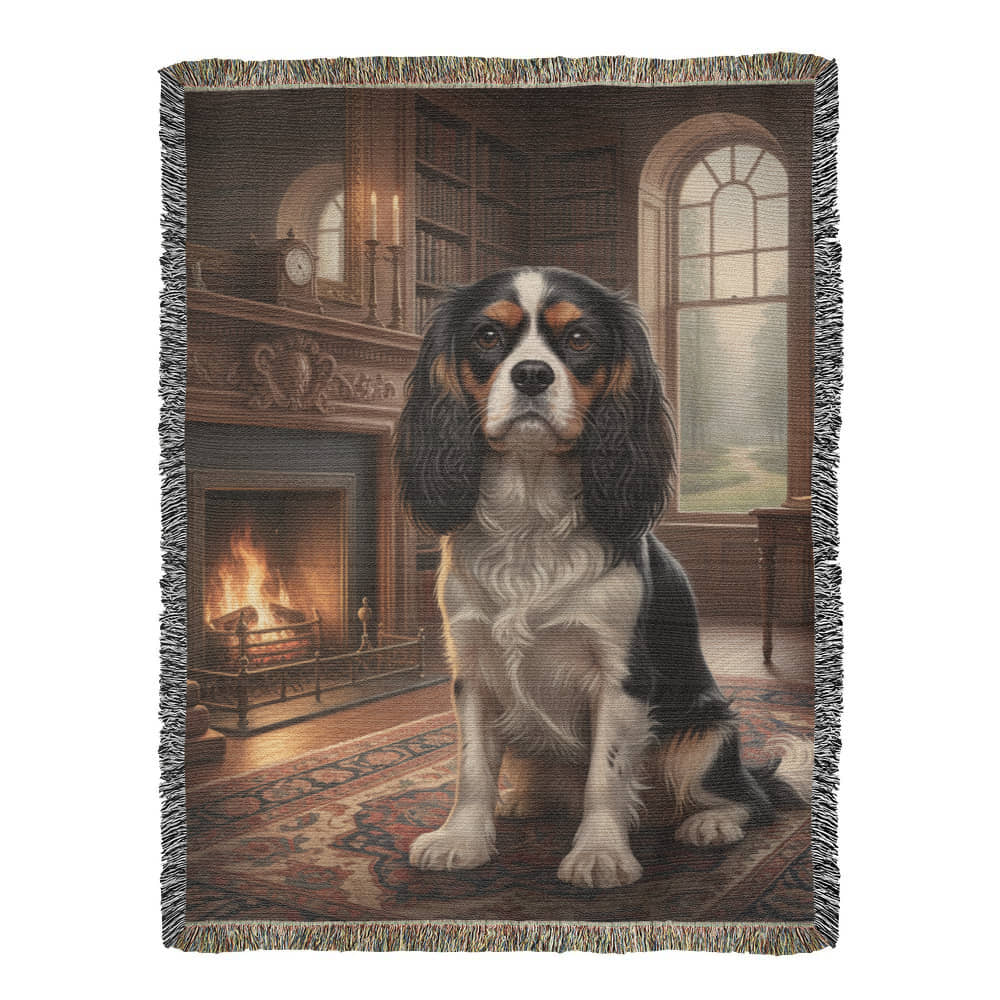 Cavalier King Charles Spaniel Woven Blanket – 100% Cotton Tapestry Throw, Heirloom Home Décor Gift