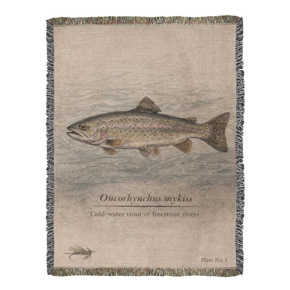Trout Woven Blanket Fishing and Nature Gifts