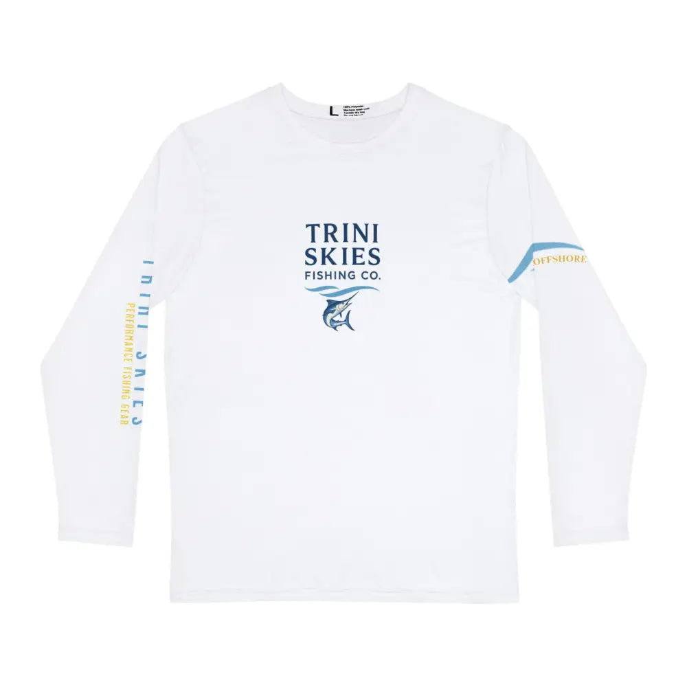 Atlantic Sailfish long sleeve performance fishing shirt with blue logo