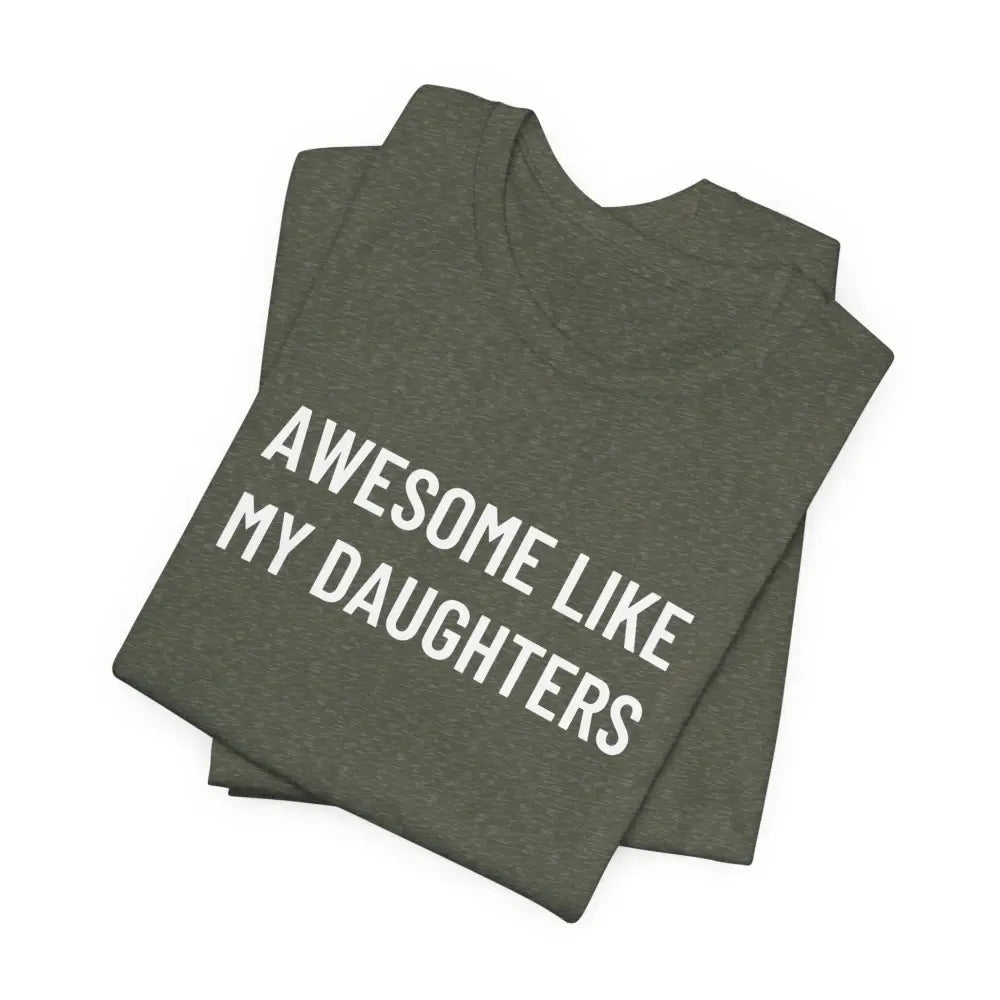 Folded green heather crewneck daughter graphic tee to celebrate fatherhood