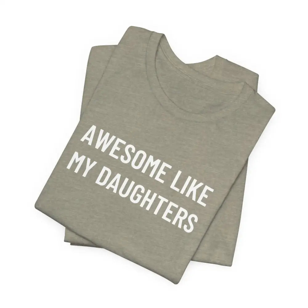 Folded light olive green daughter graphic tee to celebrate fatherhood