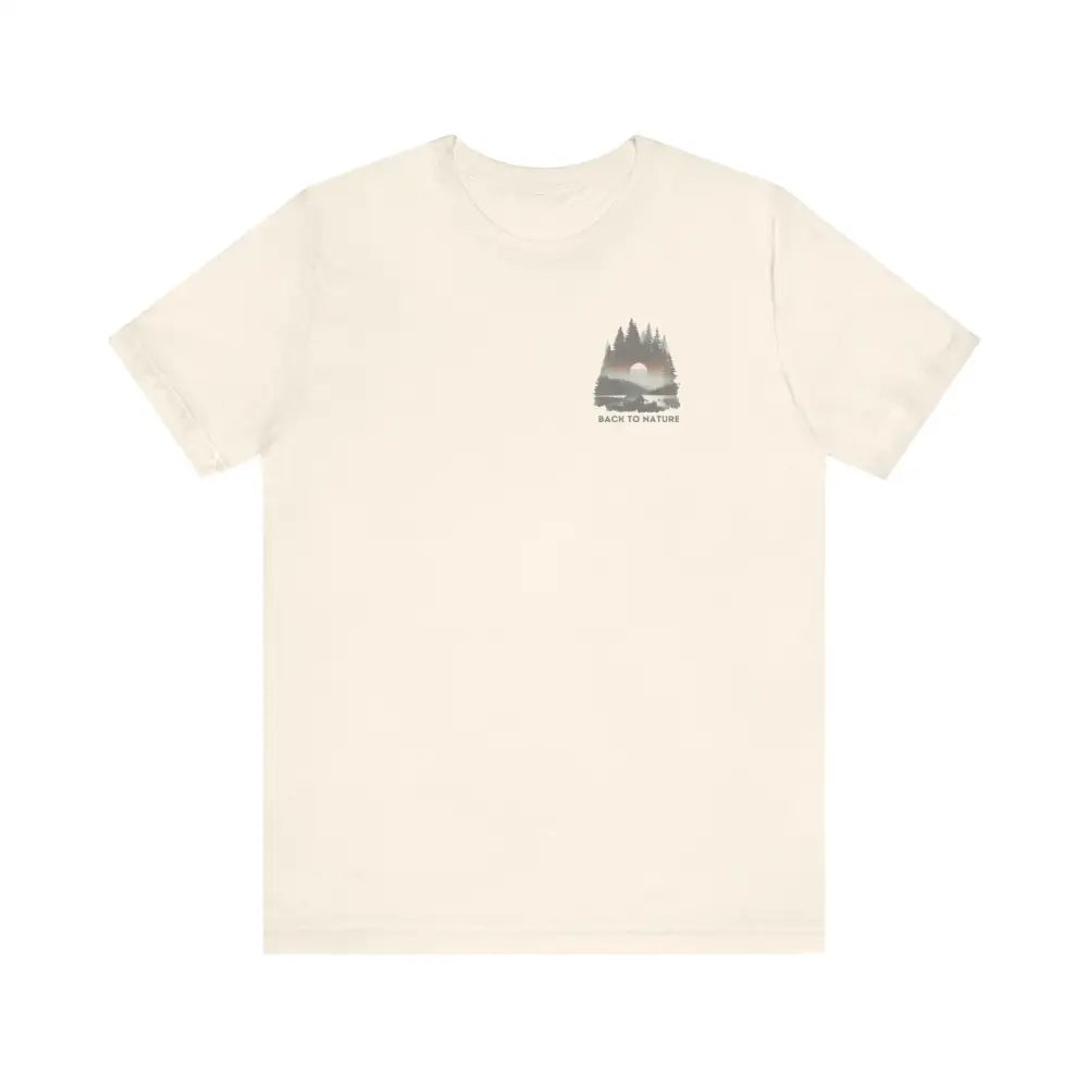 Cream-colored Back to Nature graphic tee for tranquility